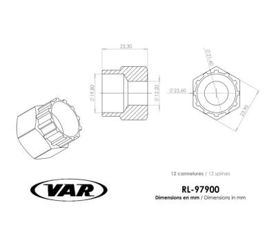 VAR Verschlussringwerkzeug RL-97900 f&uuml;r Shimano Hyperglide & SRAM Produktbild 1