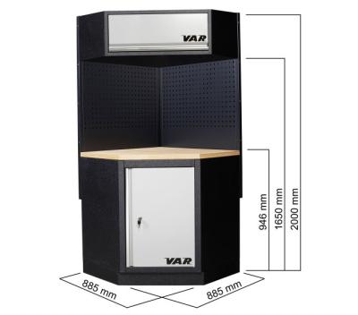 VAR Werkzeuglochwand MO-52232 f&uuml;r Eckschrank 1052 x 800 x 24 mm Granitschwarz Produktbild 2